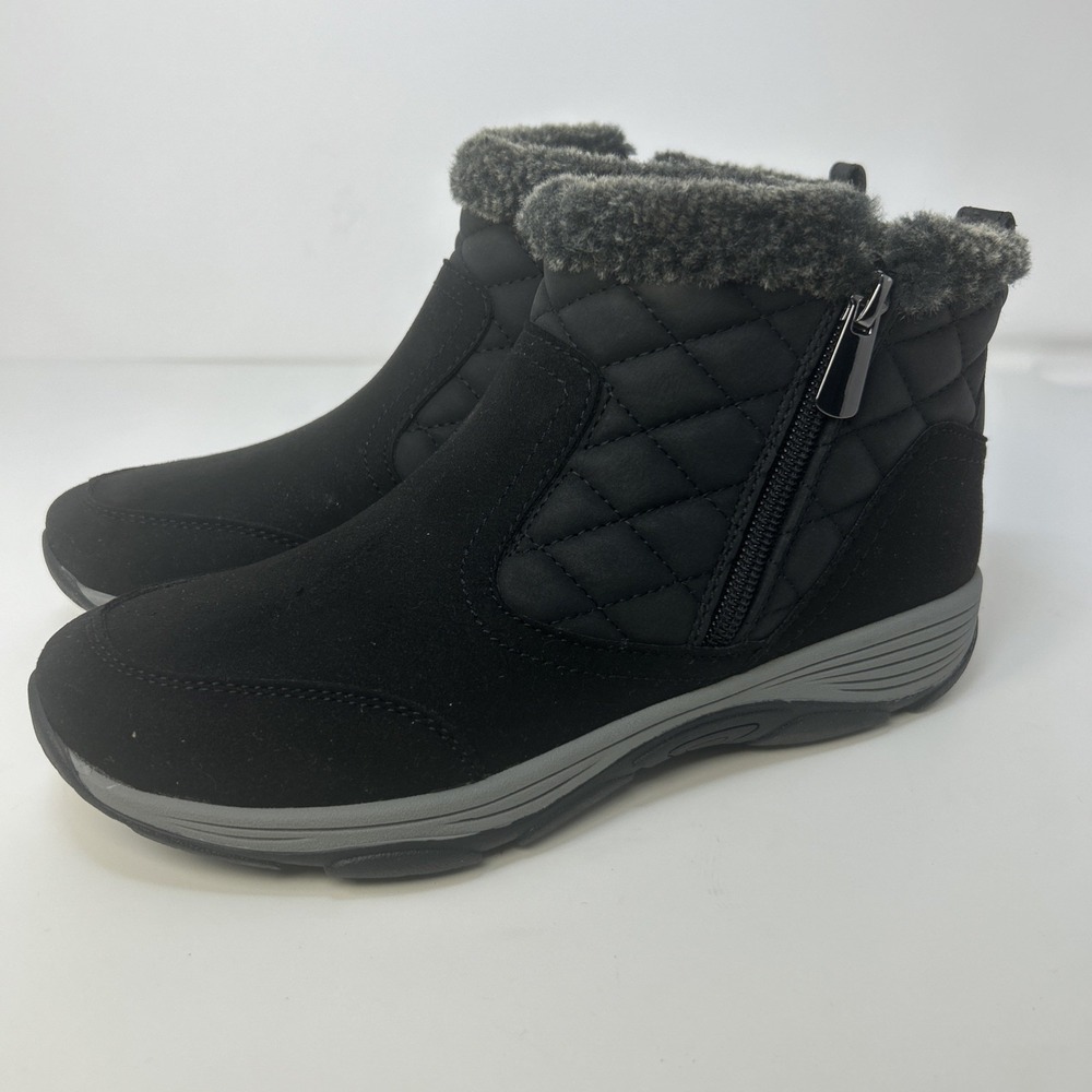 Easy Spirit Vance Faux Fur Black Women's Sz 6 M Winter Ankle Boot (VGC)